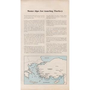 Turkey Travel Guide European Tourism Ephemera Map Vintage Magazine Page 1970